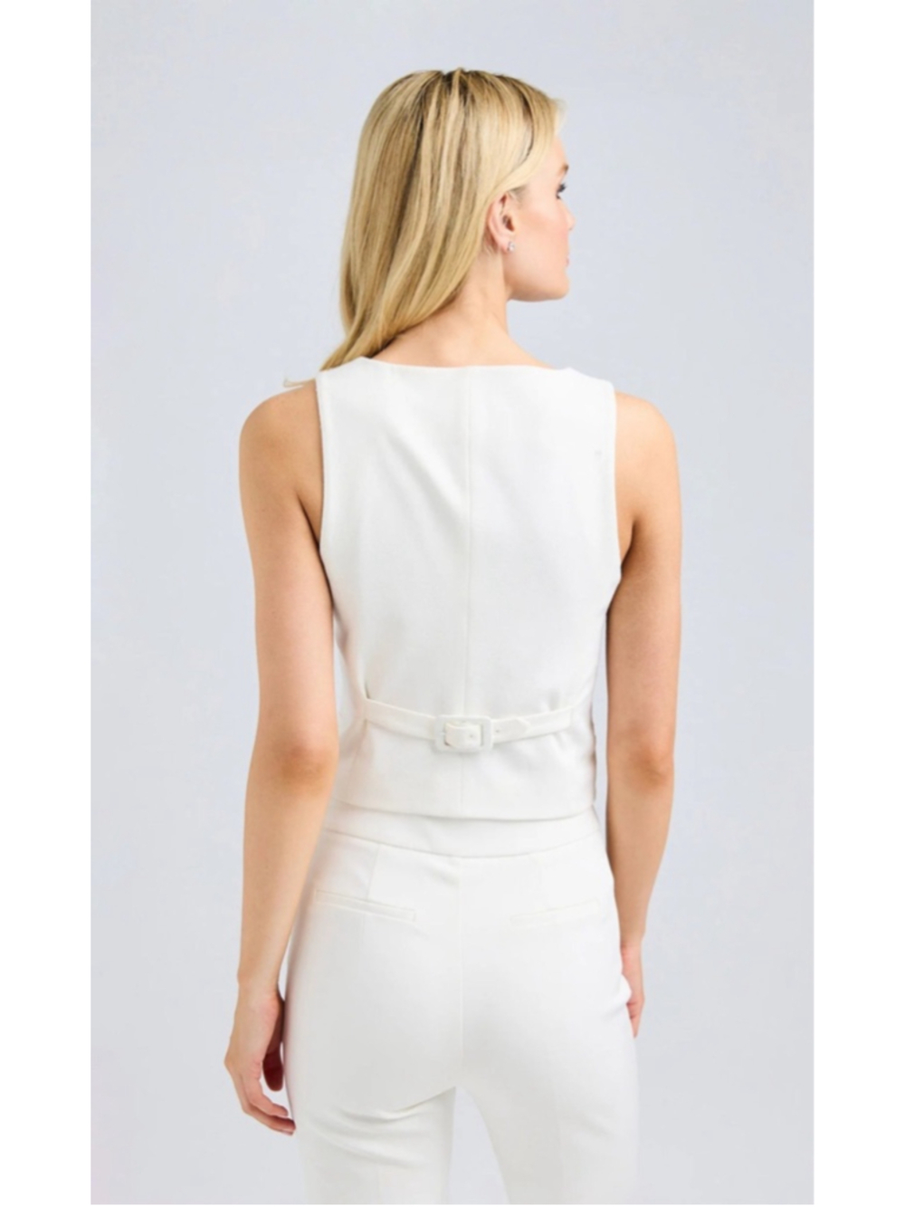 Generation Love Isadora Crepe White Vest with Gold Buttons M - Picture 3 of 9